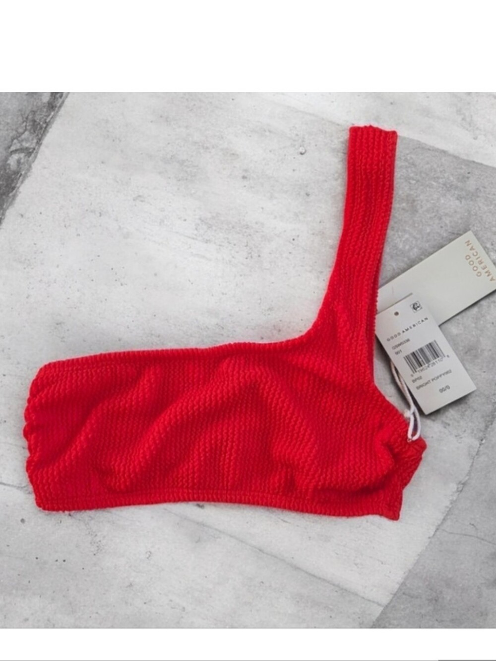 Good AMERICAN Always Fits One Shoulder Bikini Top In Bright Poppy